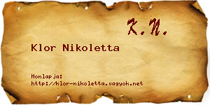 Klor Nikoletta névjegykártya